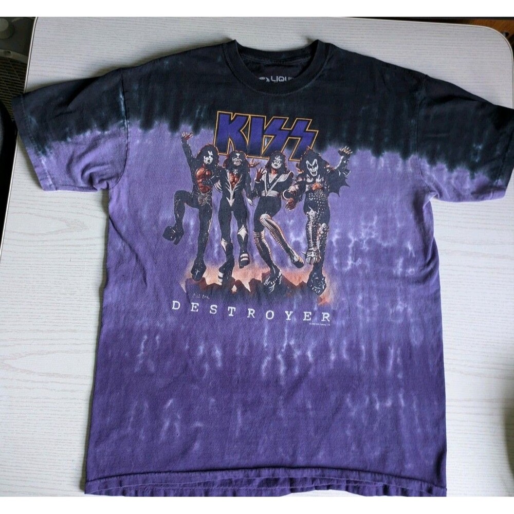 Liquid Blue Kiss Destroyer T-shirt Adult Size L Purple Tie Dye 2005 Concert